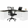 Bestar® L-Desk - White and Deep Gray - Pro-Concept Plus Series