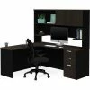 Bestar® L-Desk with Hutch - Deep Gray and Black - Pro-Concept Plus Series