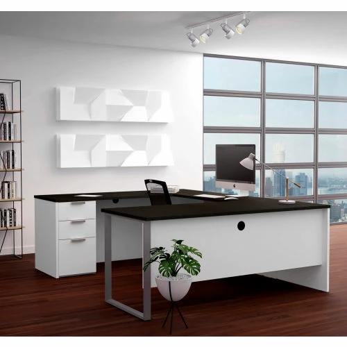 Bestar® U-Desk - White and Deep Gray - Pro-Concept Plus Series 2 Bestar® U-Desk - White and Deep Gray - Pro-Concept Plus Series - Image 2