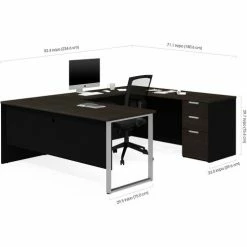 Bestar® U-Desk - Deep Gray and Black - Pro-Concept Plus Series -Outlet Desks & Workstations Store 110888 32 2