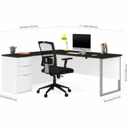 Bestar® L-Desk with Metal Leg - White and Deep Gray - Pro-Concept Plus Series 6 Bestar® L-Desk with Metal Leg - White and Deep Gray - Pro-Concept Plus Series -Outlet Desks & Workstations Store 110891 17 2