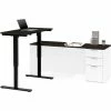 Bestar® Height Adjustable L-Desk - White and Deep Gray - Pro-Concept Plus Series