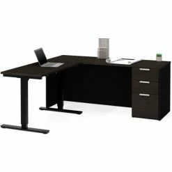 Bestar® Height Adjustable L-Desk - Deep Gray and Black - Pro-Concept Plus Series -Outlet Desks & Workstations Store 110895 32 2