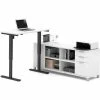 Bestar® L-Desk and Electric Height Adjustable Table - White - Pro-Linea Series