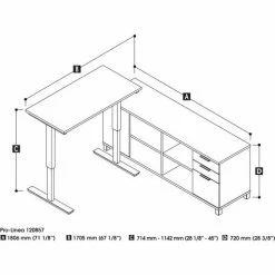 Bestar® L-Desk and Electric Height Adjustable Table - White - Pro-Linea Series -Outlet Desks & Workstations Store 120857 haute lineart