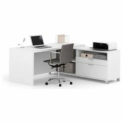 Bestar® L Desk - 71" - White - Pro-Linea Series
