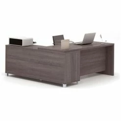 Bestar® L Desk - 71" - Bark Grey - Pro-Linea Series -Outlet Desks & Workstations Store 120863 47 2