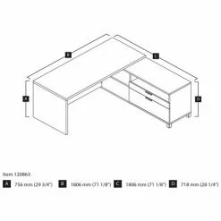 Bestar® L Desk - 71" - White - Pro-Linea Series 6 Bestar® L Desk - 71" - White - Pro-Linea Series -Outlet Desks & Workstations Store 120863lineart 1