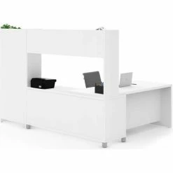 Bestar® L-Desk with Bookcase - White - Pro-Linea Series -Outlet Desks & Workstations Store 120896 17 3