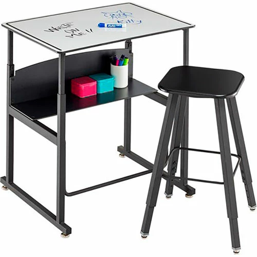 Safco® AlphaBetter Adjustable-Height Desk, Swinging Footrest Bar, 28 x 20", Dry Erase 3 Safco® AlphaBetter Adjustable-Height Desk, Swinging Footrest Bar, 28 x 20", Dry Erase - Image 3