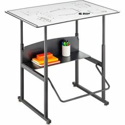 Safco® AlphaBetter Height-Adjustable Desk, Premium or Dry Erase Top, 36 x 24", Dry Erase -Outlet Desks & Workstations Store 15988 1208DE FrontAngleHitopKick