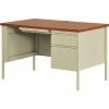 Hirsh Industries® Steel Desk - Single Right Pedestal - 30" x 48" - Putty/Oak - HL10000 Series