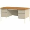 Hirsh Industries® Steel Desk - Double Pedestal - 30" x 60" Putty/Oak - HL10000 Series