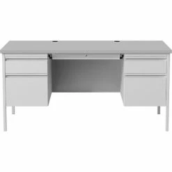 Hirsh Industries® Steel Desk - Double Pedestal - 30" x 60" - Gray - HL10000 Series