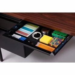 Hirsh Industries® Steel Desk - L Shape w/ Right Return - 66 x 72 - Blk/Walnut - HL10000 Series -Outlet Desks & Workstations Store 20105 B1952803 LShapeDesk BlackWalnut3