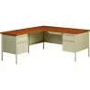 Hirsh Industries® Steel Desk - L Shape w/ Left Return - 66" x 72" Putty/Oak - HL10000 Series