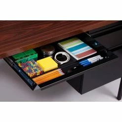 Hirsh Industries® Steel Desk - L Shape w/ Left Return - 66 x 72 - Blk/Walnut - HL10000 Series -Outlet Desks & Workstations Store 20108 B1952806 LShapeDesk BlackWalnut3