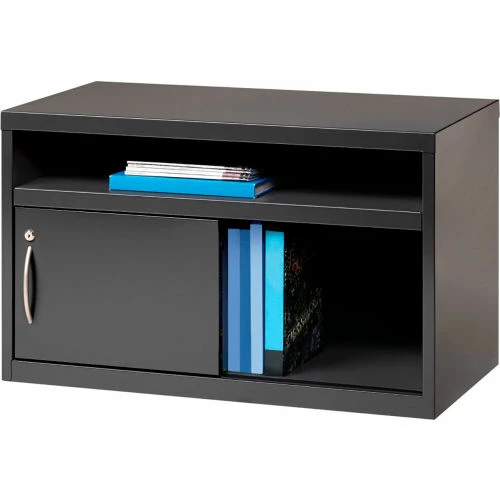 Hirsh Industries® Low Credenza with Sliding Door - 36"W - Charcoal 2 Hirsh Industries® Low Credenza with Sliding Door - 36"W - Charcoal - Image 2