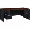 Hirsh Industries® Modular Steel Desk - Double Pedestal - 72 x 36 - Black/Walnut
