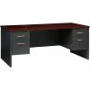 Hirsh Industries® Modular Steel Desk - Double Pedestal - 72 x 36 - Charcoal/Mahogany