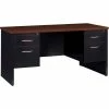 Hirsh Industries® Modular Steel Desk - Double Pedestal - 60 x 30 - Black/Walnut
