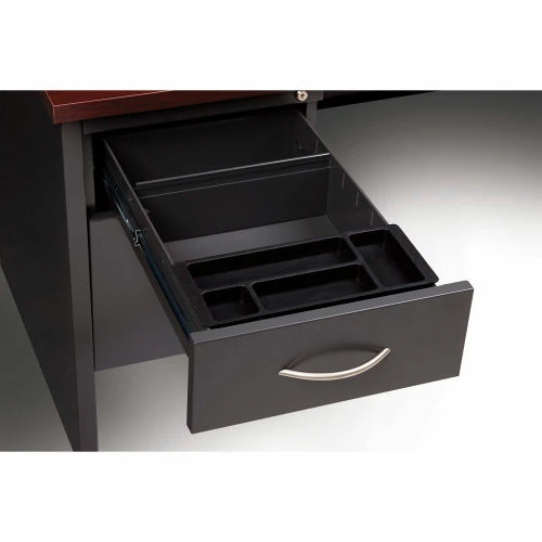 Hirsh Industries® Modular Steel Desk - Double Pedestal - 60 x 30 - Charcoal/Mahogany 2 Hirsh Industries® Modular Steel Desk - Double Pedestal - 60 x 30 - Charcoal/Mahogany - Image 2