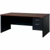 Hirsh Industries® Modular Steel Desk - Single Right Pedestal - 72 x 36 - Black/Walnut