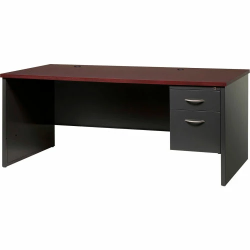 Hirsh Industries® Modular Steel Desk - Single Right Pedestal - 72 x 36 - Charcoal/Mahogany 1 Hirsh Industries® Modular Steel Desk - Single Right Pedestal - 72 x 36 - Charcoal/Mahogany