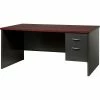 Hirsh Industries® Modular Steel Desk - Single Right Pedestal - 66 x 30 - Charcoal/Mahogany