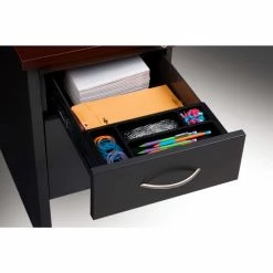 Hirsh Industries® Modular Steel Desk - Single Left Pedestal - 66 x 30 - Charcoal/Mahogany -Outlet Desks & Workstations Store 20544 B2248140 SinglePed Charcoal2