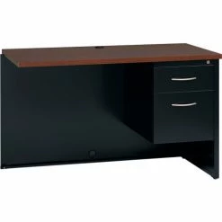 Hirsh Industries® Modular Steel Right Return Desk - 48 x 24 - Black/Walnut