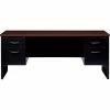 Hirsh Industries® Modular Steel Credenza - Double Pedestal - 72 x 24 - Black/Walnut