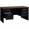 Hirsh Industries® Modular Steel Credenza - Double Pedestal - 60 x 24 - Black/Walnut