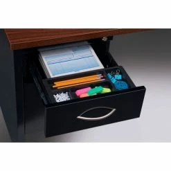 Hirsh Industries® Modular Steel Credenza - Double Pedestal - 60 x 24 - Black/Walnut -Outlet Desks & Workstations Store 20551 B2248111 DoublePed Black3