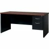 Hirsh Industries® Modular Steel Credenza - Single Right Pedestal - 72 x 24 - Black/Walnut