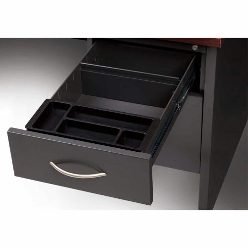 Hirsh Industries® Modular Steel Credenza - Single Right Pedestal - 72 x 24 - Charcoal/Mahogany 3 Hirsh Industries® Modular Steel Credenza - Single Right Pedestal - 72 x 24 - Charcoal/Mahogany - Image 3