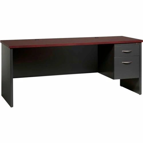 Hirsh Industries® Modular Steel Credenza - Single Right Pedestal - 72 x 24 - Charcoal/Mahogany 1 Hirsh Industries® Modular Steel Credenza - Single Right Pedestal - 72 x 24 - Charcoal/Mahogany