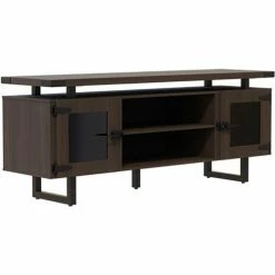 Safco® Mirella Low Wall Cabinet Glass Doors, 20"D x 72"W x 29-1/2"H, Southern Tobacco -Outlet Desks & Workstations Store 22205 MRLWCGDSTO FrontAngle