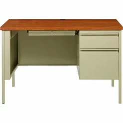 Hirsh Industries® Steel Desk - Single Right Pedestal - 24 x 45 - Putty/Oak - HL10000 Series -Outlet Desks & Workstations Store 22213 Single Ped Putty Oak 03