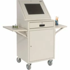 Side Shelf Kit For Global Industrial™ Computer Cabinet, Light Gray, Set of 2 -Outlet Desks & Workstations Store 237368GY 04