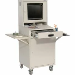 Side Shelf Kit For Global Industrial™ Computer Cabinet, Light Gray, Set of 2 -Outlet Desks & Workstations Store 237368GY 06