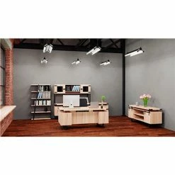 Safco® Mirella Low Wall Cabinet Wood Doors, 20"D x 72"W x 29-1/2"H, Sand Dune -Outlet Desks & Workstations Store 23812 Mirella Lifestyle 3 SDD