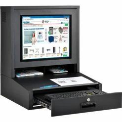Global Industrial Countertop LCD Computer Cabinet, Black