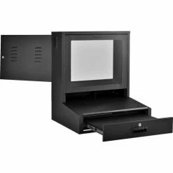 Global Industrial™ Countertop LCD Computer Cabinet, Black -Outlet Desks & Workstations Store 239114BK 02