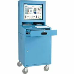 Global Industrial™ Mobile LCD Computer Cabinet, Blue, Assembled