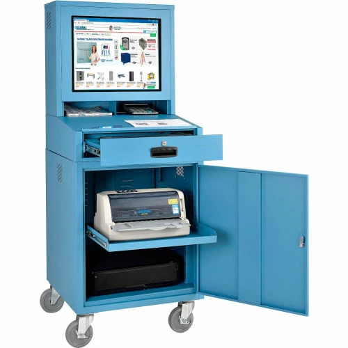 Global Industrial Mobile LCD Computer Cabinet, Blue, Assembled 2 Global Industrial Mobile LCD Computer Cabinet, Blue, Assembled - Image 2