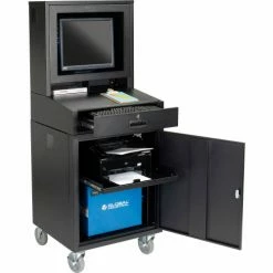 Global Industrial™ Mobile Powered LCD Computer Cabinet, 100AH Battery, Black, Unassembled