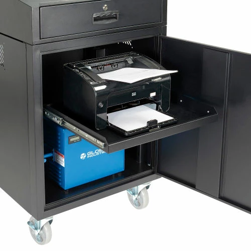 Global Industrial Mobile Powered LCD Computer Cabinet, 40AH Battery, Black, Unassembled 2 Global Industrial Mobile Powered LCD Computer Cabinet, 40AH Battery, Black, Unassembled - Image 2