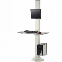 Global Industrial™ 81"H Stationary Floor Mount Orbit Computer Station with VESA Mount, Beige