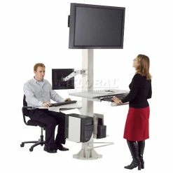 Global Industrial™ 81"H Stationary Floor Mount Orbit Computer Station with VESA Mount, Beige -Outlet Desks & Workstations Store 239134BG op 12
